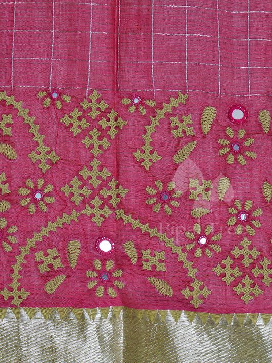 Maroon Red Kutch Work Fabric