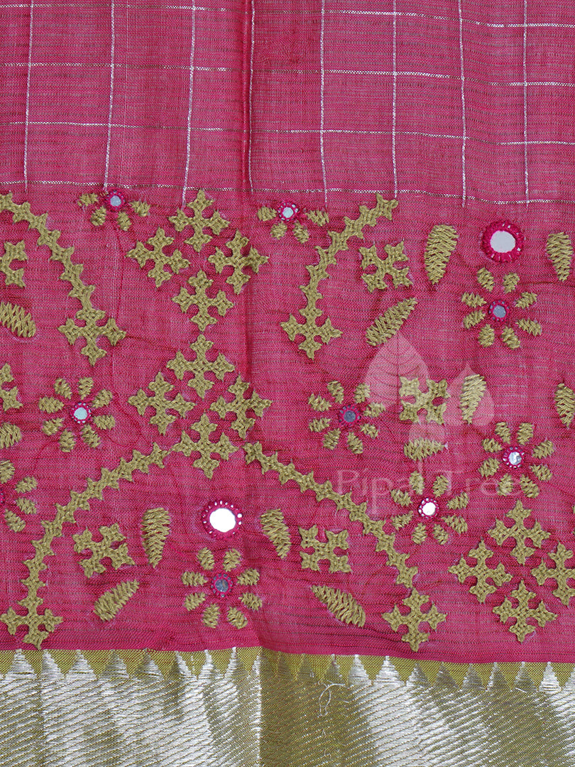 Maroon Red Kutch Work Fabric