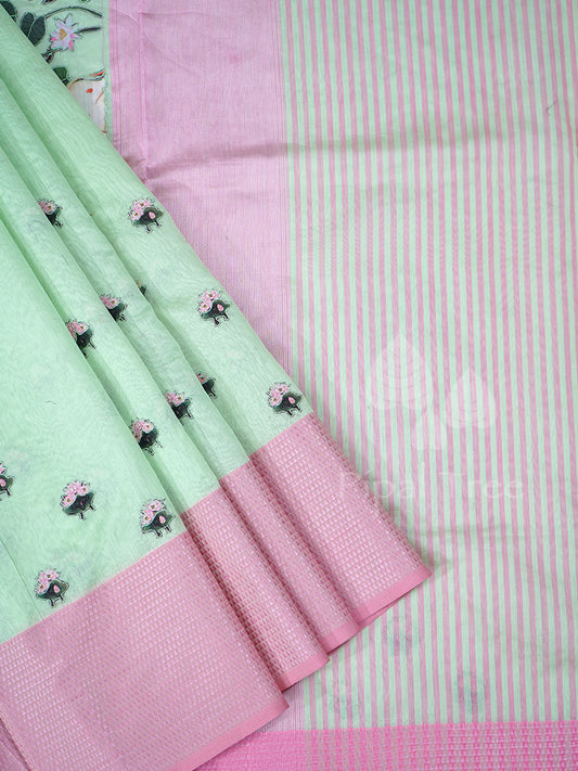 Green Maheshwari Applique