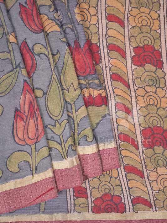 Kalankari On Tussar Cotton Lotus