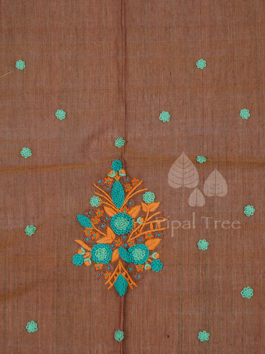 Brown cotton green motif