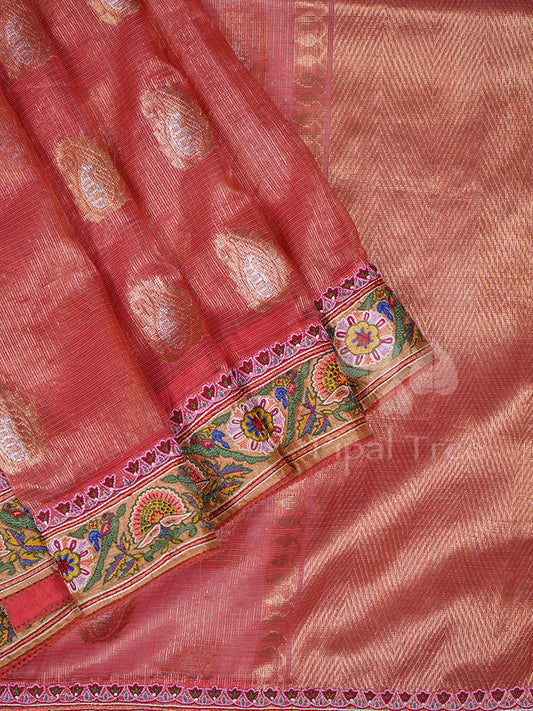 Orange Double Tissue Kota Embroidery