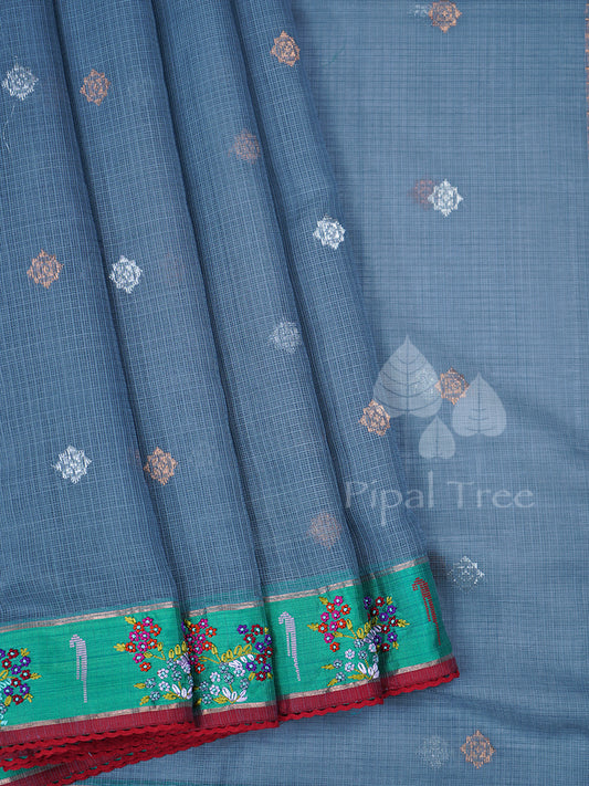 Grey Green Kota Embroidery