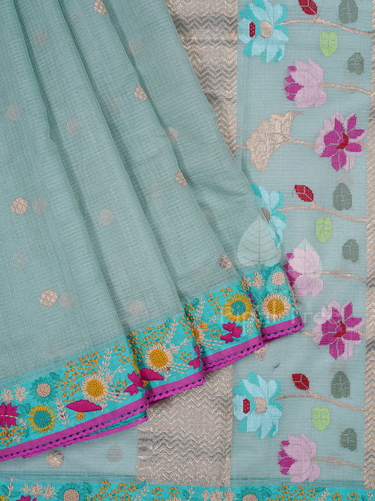 Green Kota With Embroidered Border