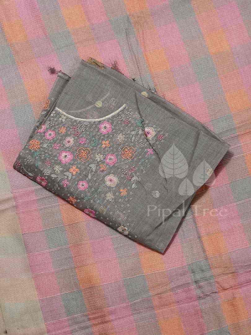 Pink Multicolored Checks in Eri silk