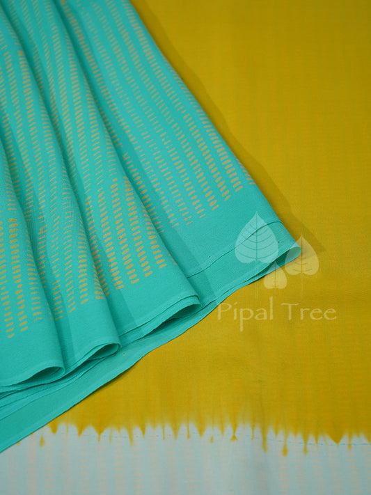 Sea Green And Yellow Crepe Shiboni