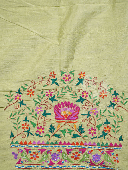 Apple Green Raw Silk Fabrics