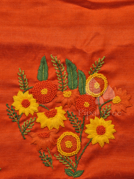 Orange Tussar Fabric