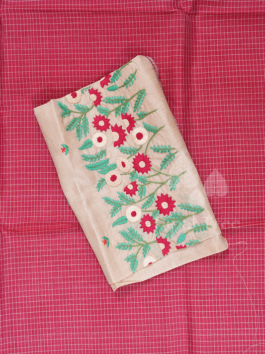 Maroon Checks Kanchi Silk Cotton