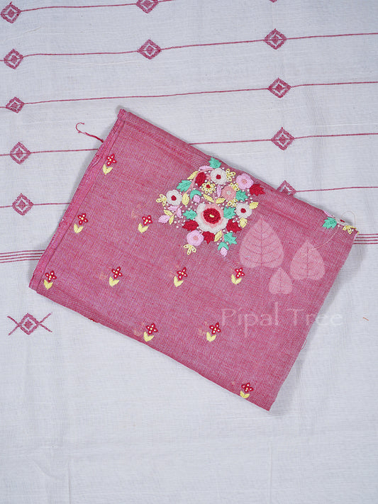 Cream Red Border Khadi Jamdani Buta
