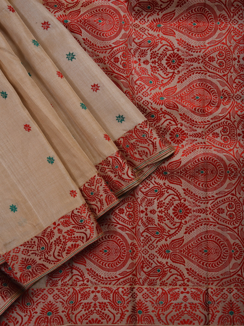 Beige Tussar Silk