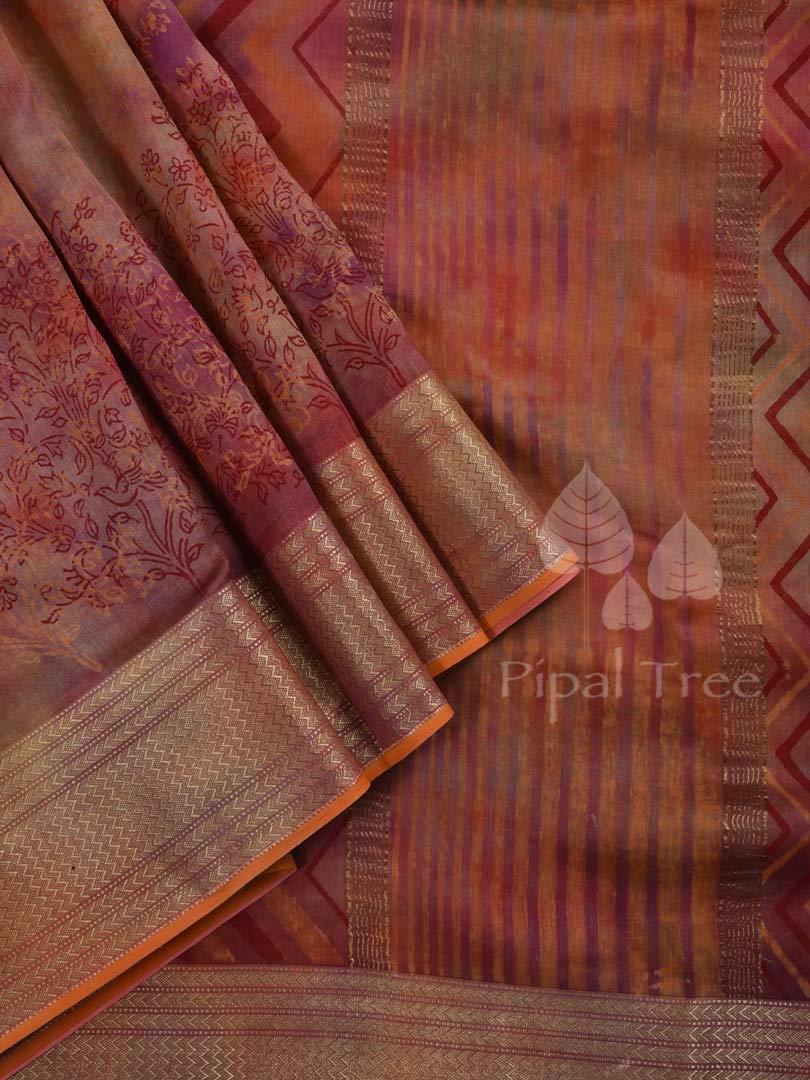 Orange Maheshwari Printed