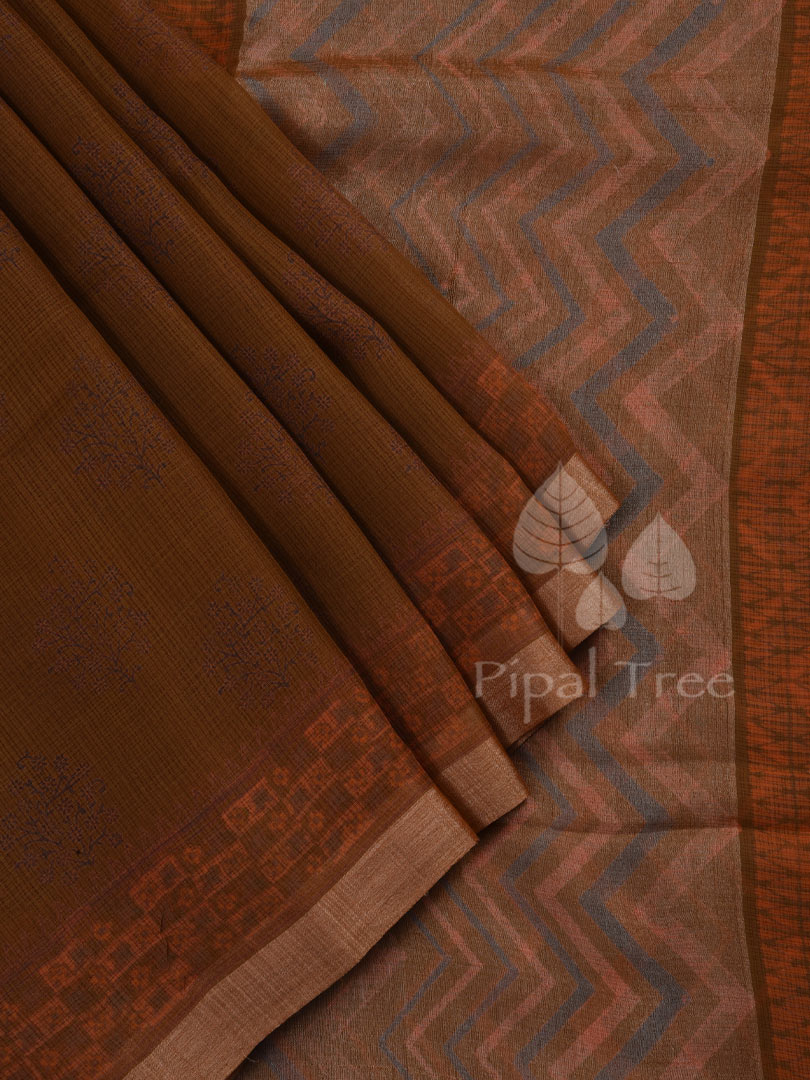 Brown Tussar Kota Printed