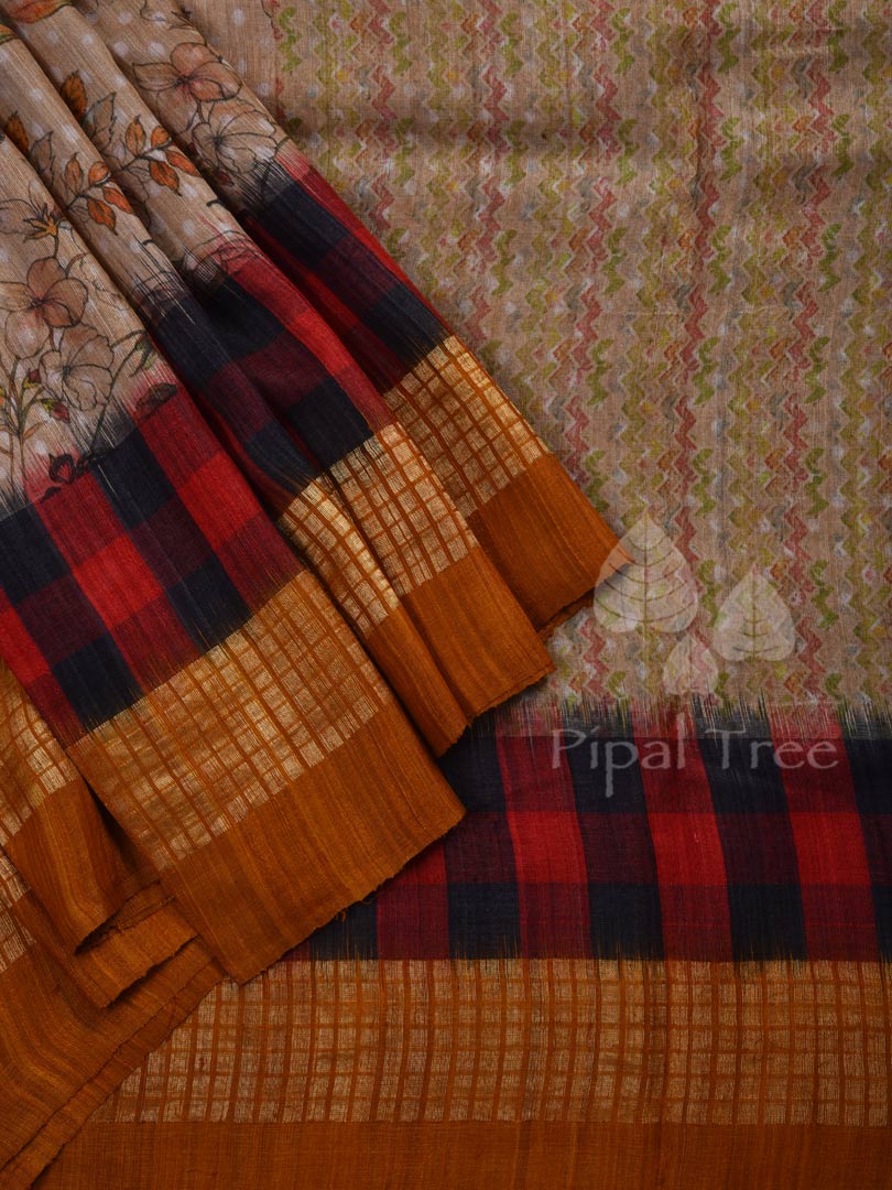 Tussar Digital Printed saree by Piple Tree with vibrant